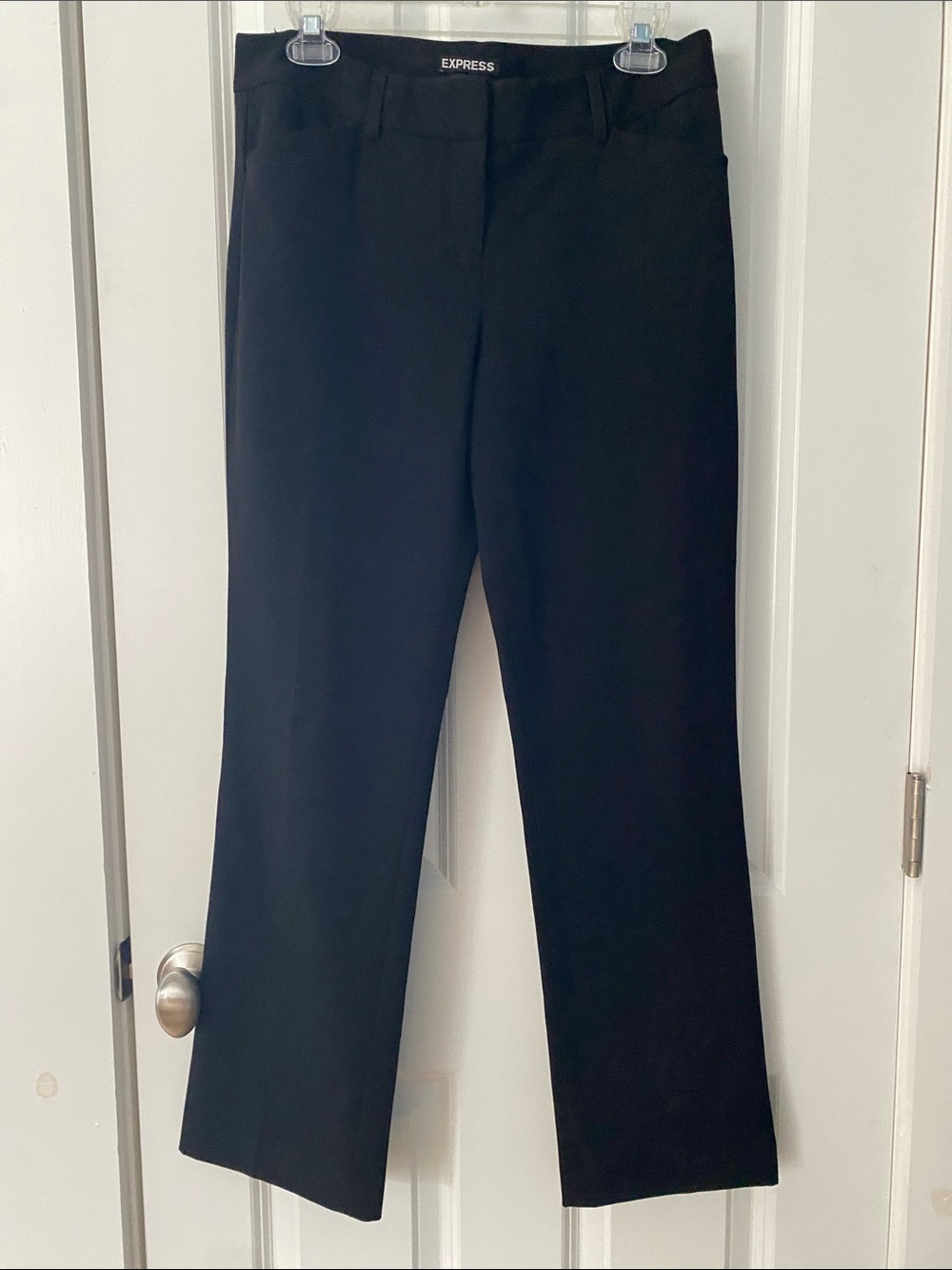 Express Editor Black Dress Pants with Branded Waistband, Womens 4S